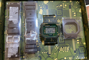 G-Shock DWE-5600CC with interchangeable green bezel and a 5600 circuit board design