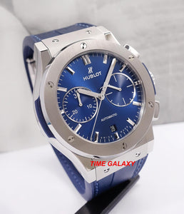 Hublot 521.nx.7170.lr blue dial, stainless steel and sapphire glass materials