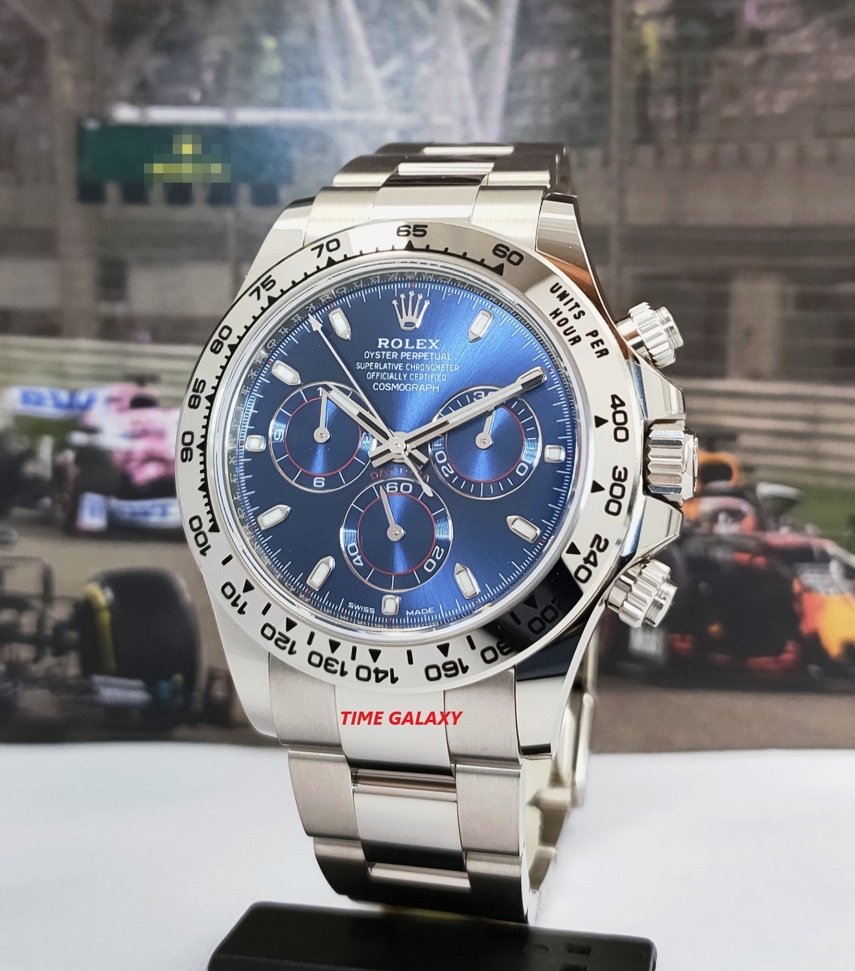 ROLEX Cosmograph Daytona Oyster White Gold Blue 116509 Time