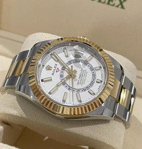 Rolex 326933-0009 intense white gold fluted bidirectional rotatable bezel