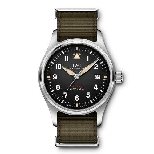 Authentic IWC Pilot's Watch Automatic Spitfire Stainless Steel Black NATO IW326801