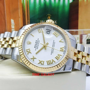 Rolex 178273-0073 sapphire glass, stainless steel and yellow gold materials, white dial, roman numerals