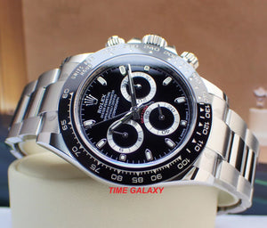 Rolex 116500LN-0002 features 40mm diameter, black dial with Tachymeter