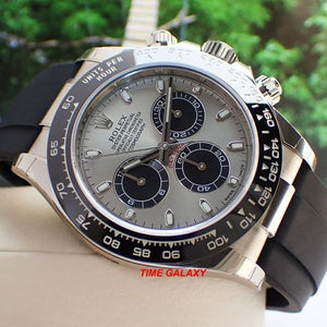 Rolex 116519ln-0027 features silver dial, stick dot indexes, stick hands