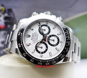 Rolex 116500ln-0001 features white dial aka nickname panda