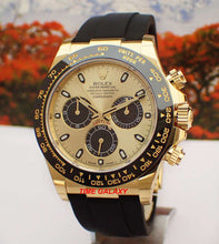 Load image into Gallery viewer, Rolex Cosmograph Daytona Yellow Gold Cerachrom Champagne Oysterflex 116518LN-0048 Watch