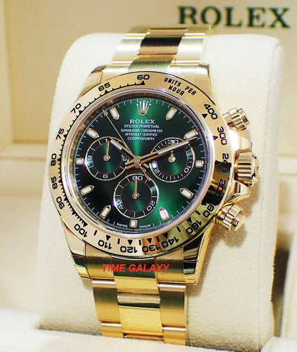 Rolex Cosmograph Daytona Yellow Gold Green Oyster 116508-0013 Watch