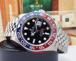 Rolex 126710blro-0001 features black dial, blue and red Cerachrom bezel