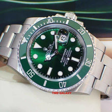 Load image into Gallery viewer, Rolex 116610LV features green dial, mixed indexes, Mercedes hands